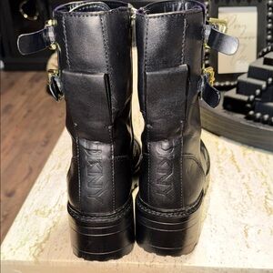 DKNY Black Leather Combat Boots